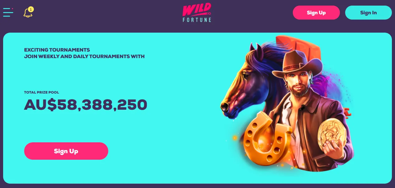 Wild Fortune Casino interface for Australian players